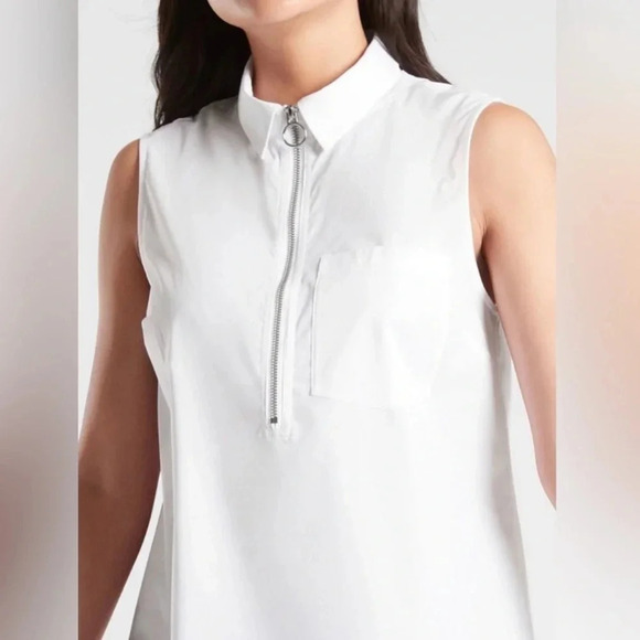 Athleta - Uptown Shell - White Sleeveless Blouse - Half Zip - Size XXS - Picture 2 of 11